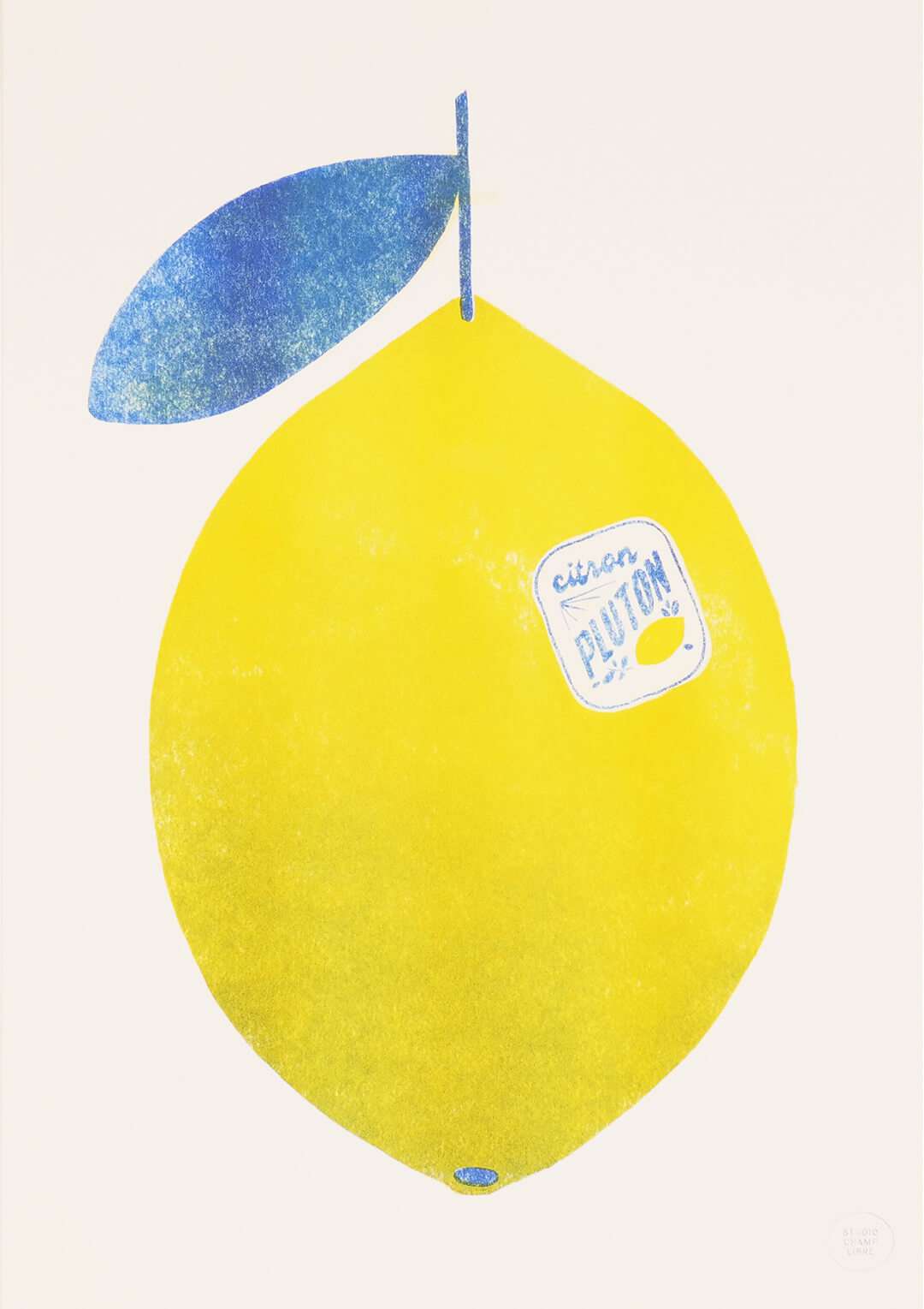 Affiche riso A3 artisanale, dessin de fruit. C'est un citron