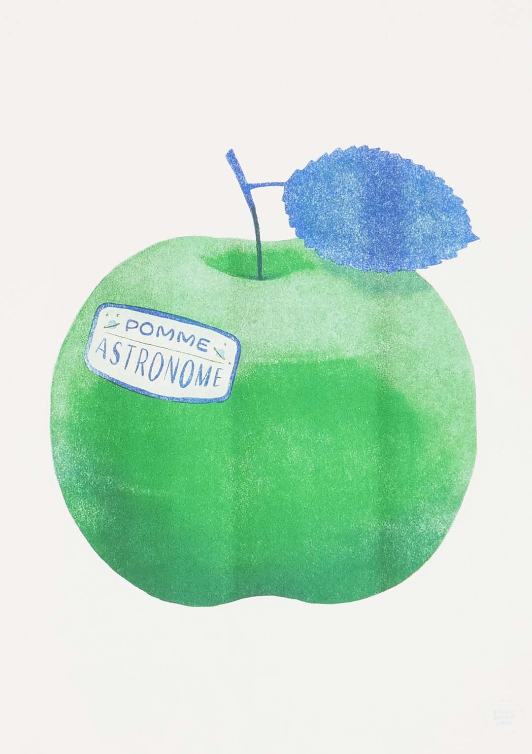 Affiche artisanale de pomme. Illustration originale et décorative